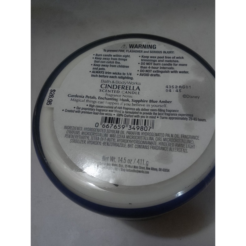 Bath & Body Works Disney Princess Cinderella Scented Candle Net Wt 14.5 Oz  2... - Picture 9 of 11